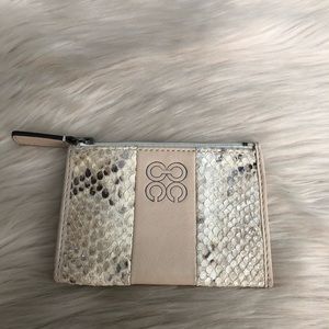 Coach cream snake print leather skinny ID card key wallet